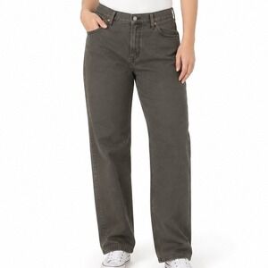 AE77 Stovepipe Jeans Womens 12 Green Straight Leg Organic Cotton Denim Pants